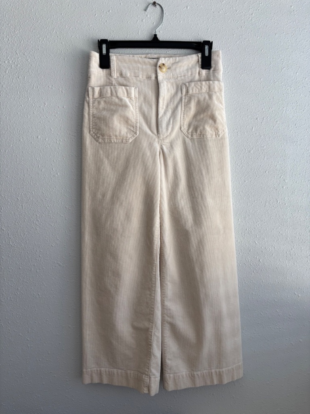 Maeve Anthropologie Colette Ivory Crop Pants Corduroy Wide Leg Trousers - Picture 4 of 5